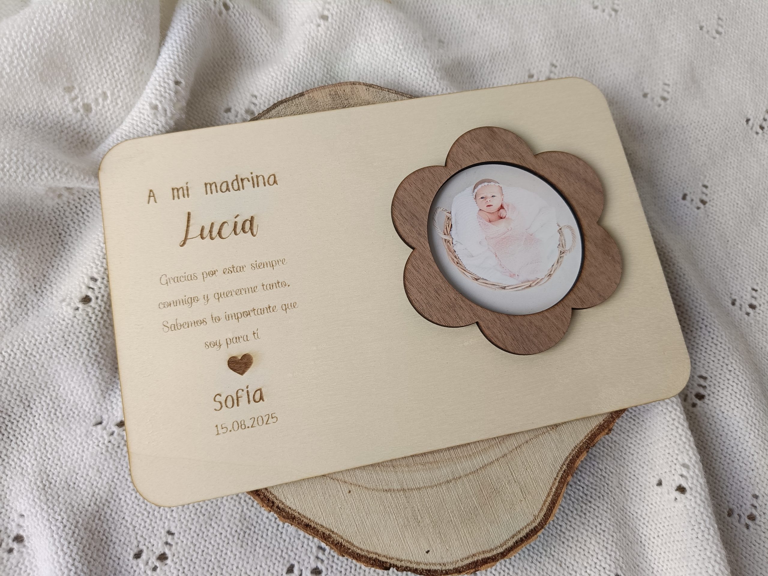 Panel madera con flor nogal