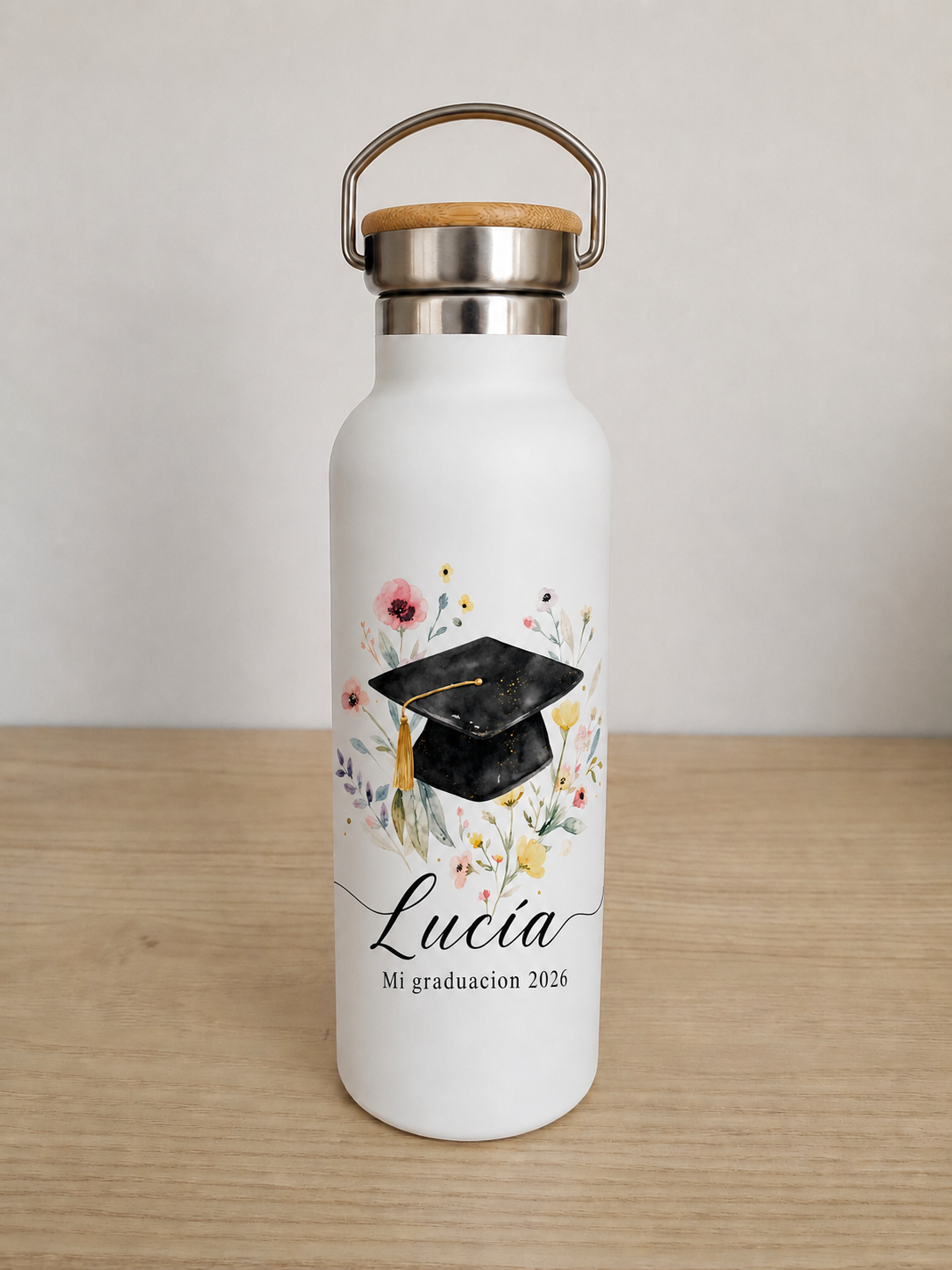 Botella bambú graduación (varios diseños)