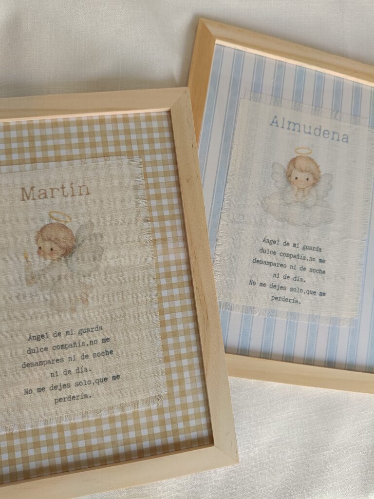 Marco Ángel de mi Guarda personalizado en lino